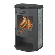 Печь-Камин ASTON 12 кВт Призматик, Пироксенит Элит с плитой