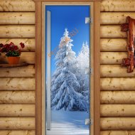 Дверь стеклянная DoorWood «Престиж», 800х2000мм, с фотопечатью «Снежная сказка»