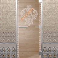 Дверь стеклянная DoorWood Хамам «Версаче» прозрачная, 1900х700 мм