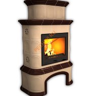 Печь-камин КимрПечь Прованс центральный двухъярусный Шоколад с дровником