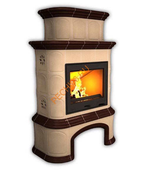 Печь-камин КимрПечь Прованс центральный двухъярусный Шоколад с дровником