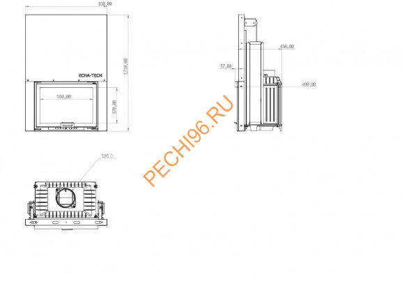 Каминная топка ECHA-TECH ECT Font/700/G 14 кВт, гильотина Каминная топка ECHA-TECH ECT Font/700/G 14 кВт, гильотина
