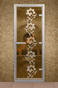 Дверь стеклянная ALDO «Камелия» коробка алюминий с порогом