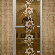 Дверь стеклянная ALDO «Камелия» коробка алюминий с порогом