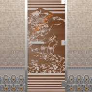 Дверь стеклянная DoorWood Хамам «Япония» бронза, 1900х700 мм