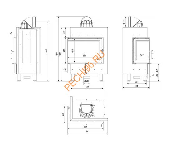Каминная топка Kratki LUCY/12/L/BS