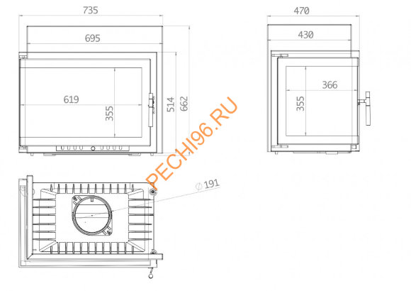 Каминная угловая топка ECHA-TECH ECT Font/700/L/R 14 кВт