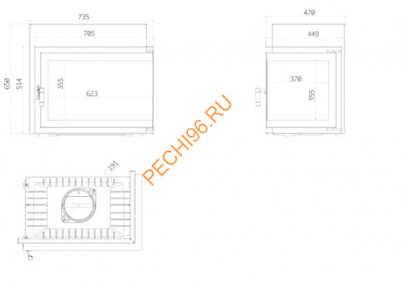 Каминная угловая топка ECHA-TECH ECT Font/700/L/R 14 кВт