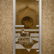 Дверь стеклянная ALDO «Банный вечер» коробка алюминий с порогом