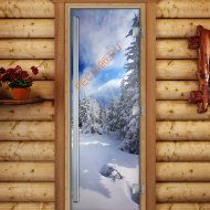 Дверь стеклянная DoorWood «Престиж», 800х2000мм, с фотопечатью «Зимний лес»