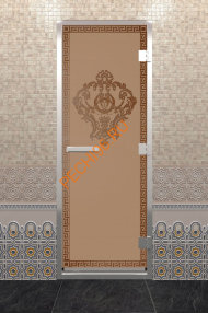 Дверь стеклянная DoorWood Хамам «Версаче» бронза матовая, 1900х700 мм