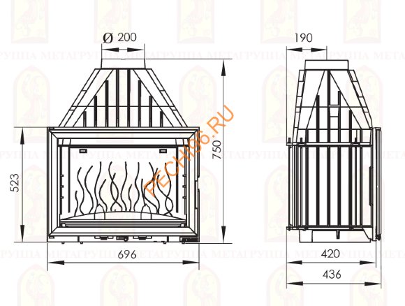 Каминная топка Мета Камилла 700 Каминная топка Мета Камилла 700