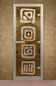 Дверь стеклянная ALDO «Лед» коробка алюминий с порогом