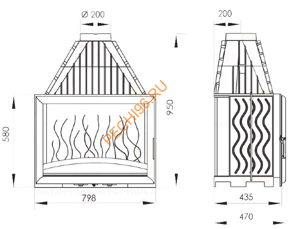 Каминная топка Мета Камилла 800