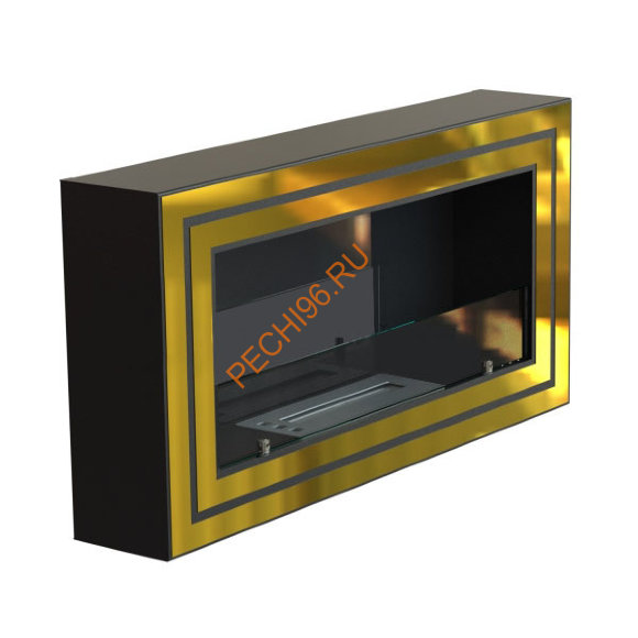 Биокамин WF250 стемалит Арома, стекло тонированное, двойная рамка латунь