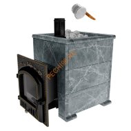 Печь банная чугунная Сибирь-премиум 25 (700х700), ТК 400мм, в облицовке Оптима талькомагнезит