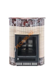 Портал для банной печи Ферингер Малютка ПФ Окаменевшее дерево перенесённый рисунок+Россо Леванте