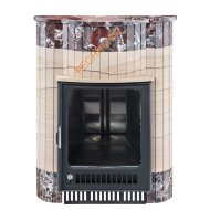 Портал для банной печи Ферингер Малютка ПФ Окаменевшее дерево перенесённый рисунок+Россо Леванте