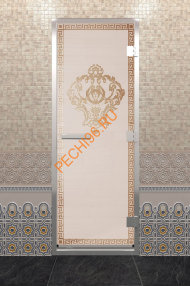 Дверь стеклянная DoorWood Хамам «Версаче» сатин, 1900х700 мм