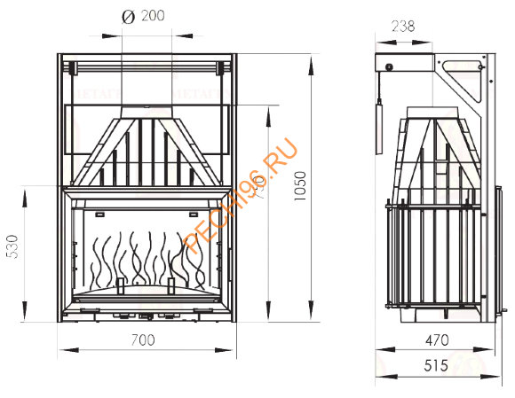 Каминная топка Мета Камилла 700П Каминная топка Мета Камилла 700П