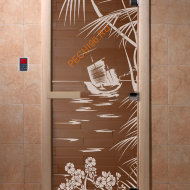 Дверь стеклянная DoorWood «Голубая лагуна бронза», 1800х600 мм