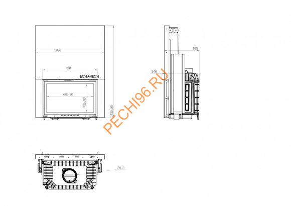 Каминная топка ECHA-TECH ECT Font/800/G 18 кВт, гильотина Каминная топка ECHA-TECH ECT Font/800/G 18 кВт, гильотина