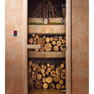 Дверь стеклянная DoorWood с фотопечатью «Дровница»