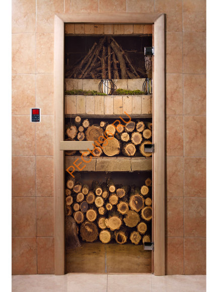 Дверь стеклянная DoorWood с фотопечатью «Дровница» Дверь стеклянная DoorWood с фотопечатью «Дровница»