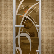 Дверь стеклянная ALDO «Мокко» коробка алюминий