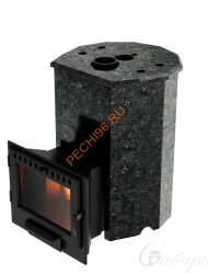 Печь банная Сибирь Дубрава-20 в облицовке круглая/пироксенит