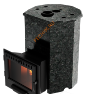 Печь банная Сибирь Дубрава-20 в облицовке круглая/пироксенит