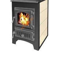 Печь-Камин Везувий ПК-01(270) с плитой, Бежевый