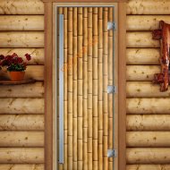 Дверь стеклянная DoorWood «Престиж», 700х1900мм, с фотопечатью «Бамбук»