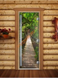 Дверь стеклянная DoorWood «Престиж», 700х1900мм, с фотопечатью «Подвесной мост»