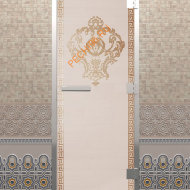 Дверь стеклянная DoorWood Хамам «Версаче» сатин, 2000х800 мм