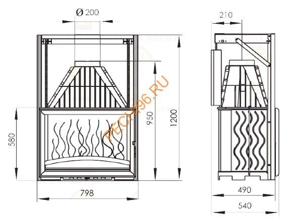 Каминная топка Мета Камилла 800П Каминная топка Мета Камилла 800П