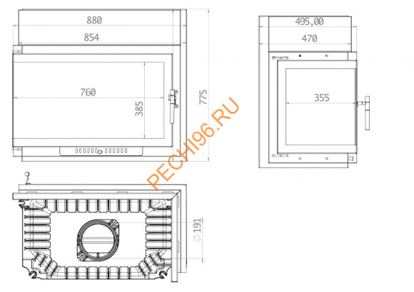 Каминная угловая топка ECHA-TECH ECT Font/800/L/R 18 кВт
