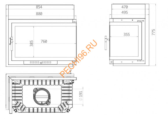 Каминная угловая топка ECHA-TECH ECT Font/800/L/R 18 кВт