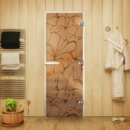 Дверь стеклянная Арта Креатив Лилии, осина