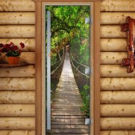 Дверь стеклянная DoorWood «Престиж», 800х2000мм, с фотопечатью «Подвесной мост»