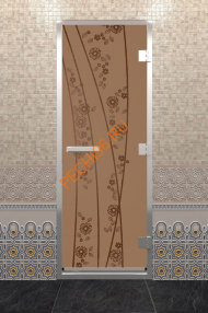 Дверь стеклянная DoorWood Хамам «Весна цветы» бронза матовая, 1900х700 мм