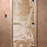 Дверь стеклянная DoorWood «Мишки в лесу прозрачная», 2000х600 мм