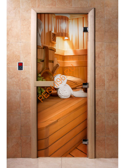 Дверь стеклянная DoorWood с фотопечатью «Райское место»