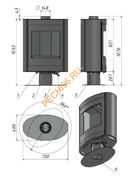 Печь-камин Мета-Бел Rotor