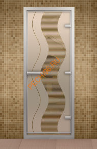 Дверь стеклянная ALDO «Муара» коробка алюминий с порогом