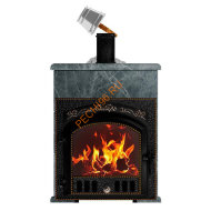 Печь банная чугунная Сибирь-премиум 25 (545х545), ТК 300мм, в облицовке Оптима талькомагнезит