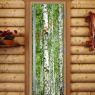 Дверь стеклянная DoorWood «Престиж», 700х1900мм, с фотопечатью «Березовая роща»