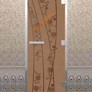 Дверь стеклянная DoorWood Хамам «Весна цветы» бронза матовая, 2000х800 мм