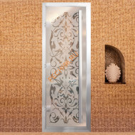 Дверь в хамам стеклянная Арта Премьер Арт 60G Джуна, коробка алюминий с порогом