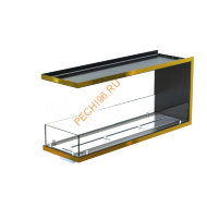 Торцевой биокамин 1300х500х300 мм, стекло, рамка латунь